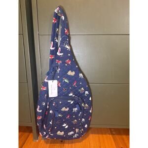 NEW Vera Bradley Retired Snow Globe Motifs Navy Quilted Sling Backpack NEW